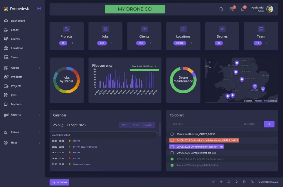 Dronedesk dashboard